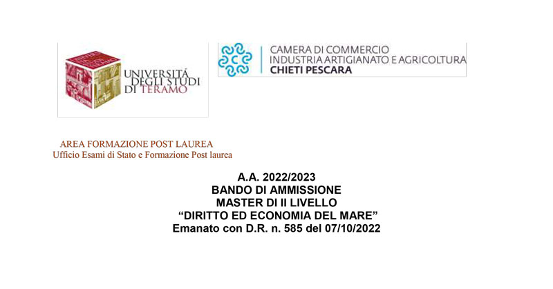 A.A. 2022/2023 Bando di Ammissione Master di II Livello "Diritto ed economia del mare"